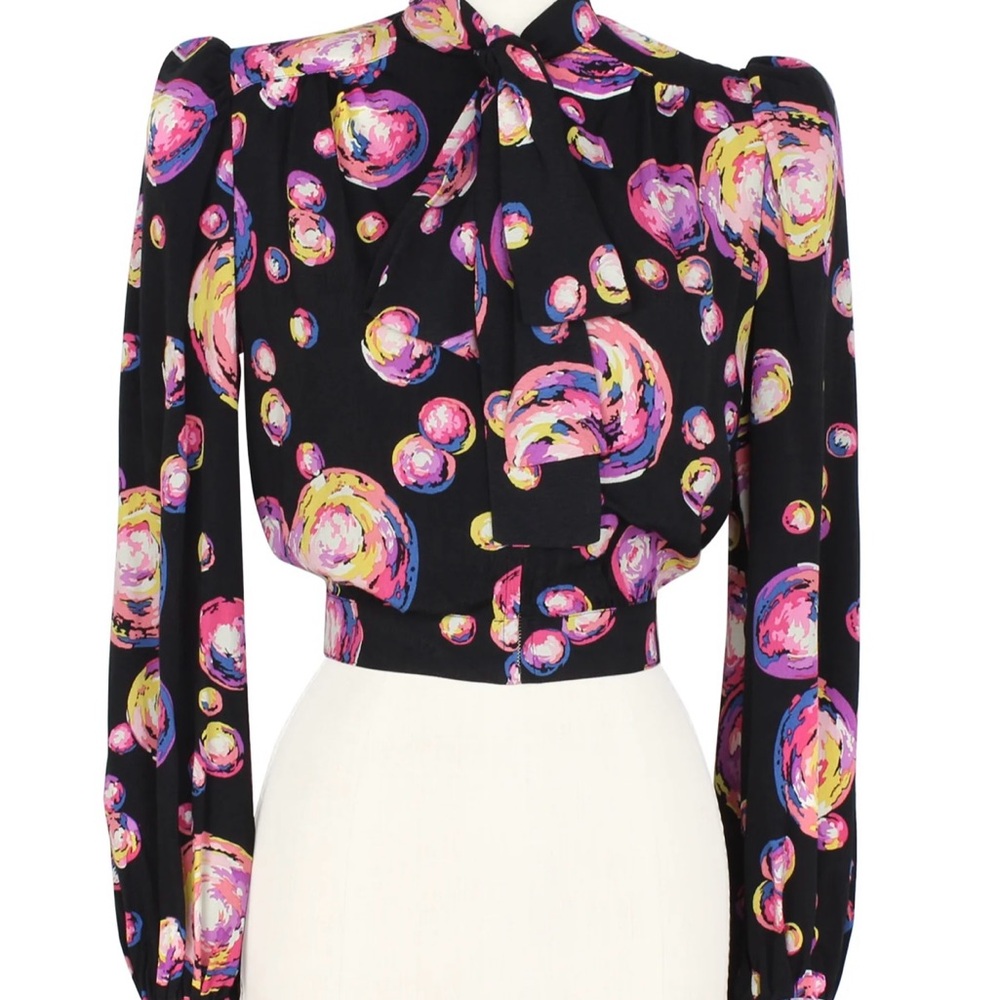 Trashy Diva Black and Pink Tie Front Cuffed Sleeve Zip Front Blouse